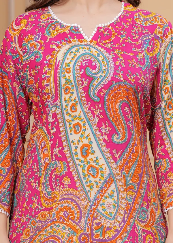 Pink_Cotton_Rayon_Floral_Print_Straight_Kurta_For_Women