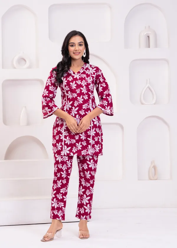 Red_&_White_Trendy_Design_Cotton_Co-Ord_Set_For_Women