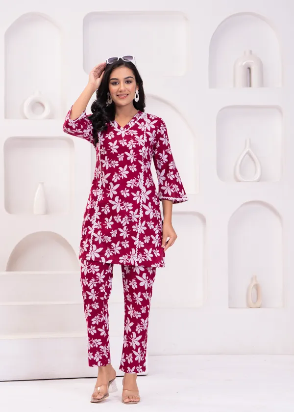 Red_&_White_Trendy_Design_Cotton_Co-Ord_Set_For_Women
