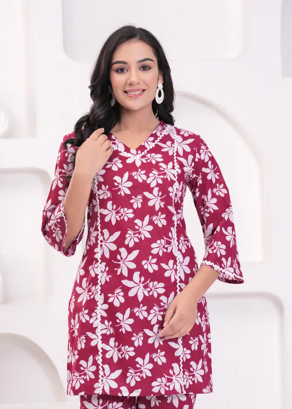 Red_&_White_Trendy_Design_Cotton_Co-Ord_Set_For_Women