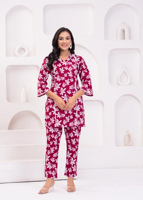 Red_&_White_Trendy_Design_Cotton_Co-Ord_Set_For_Women