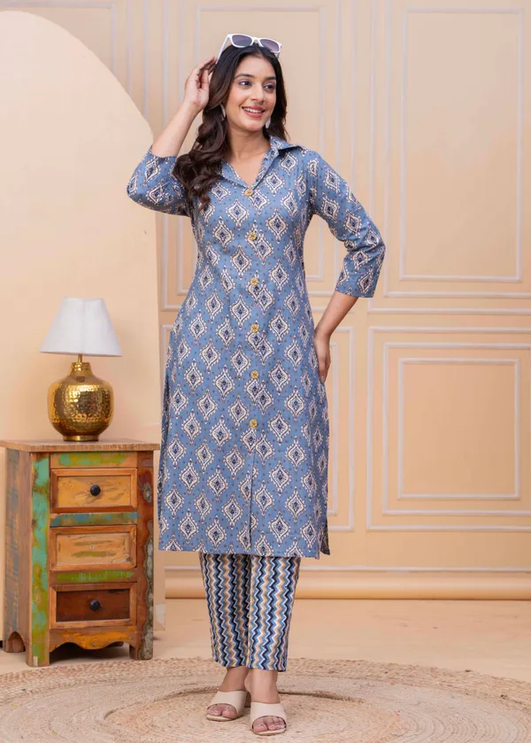 Pure_Cotton_Regular_Fit_Kurta_&_Pant_Set_For_Women