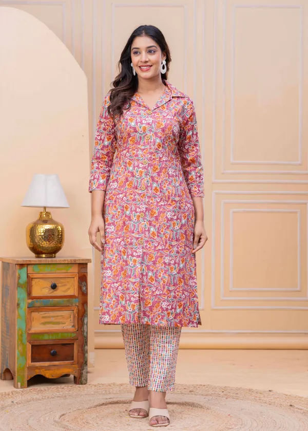 Pure_Cotton_Regular_Fit_Kurta_&_Pant_Set_For_Women