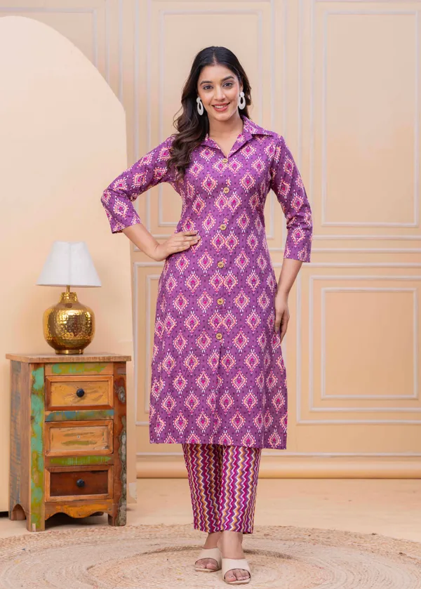 Pure_Cotton_Regular_Fit_Kurta_&_Pant_Set_For_Women