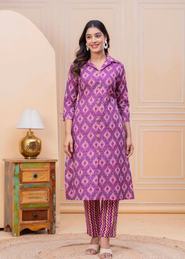 Pure_Cotton_Regular_Fit_Kurta_&_Pant_Set_For_Women