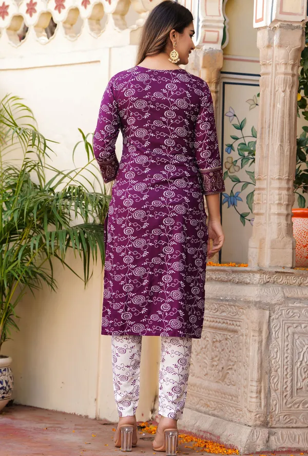 Multicolor_Cotton_Rayon_Kurta_&_Pant_Set_For_Women