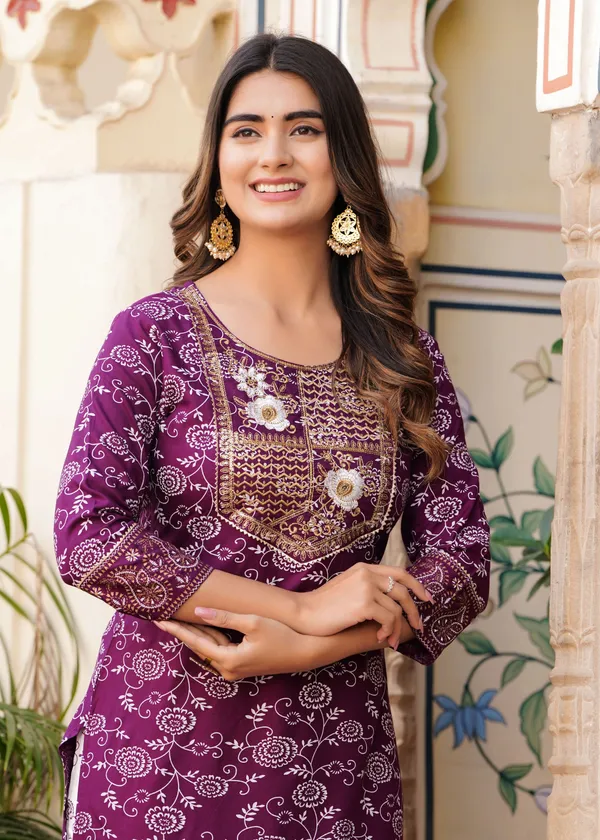 Multicolor_Cotton_Rayon_Kurta_&_Pant_Set_For_Women