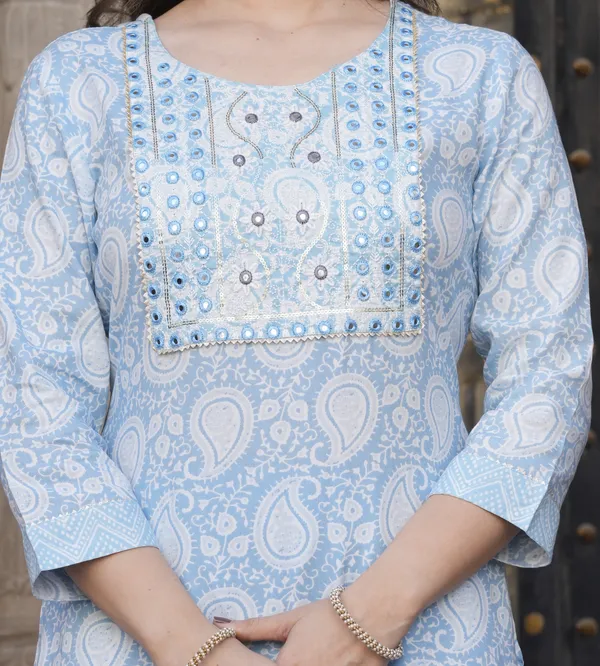 Light_Blue_Cotton_Rayon_Kurta_&_Pant_With_Dupatta_Set_For_Women