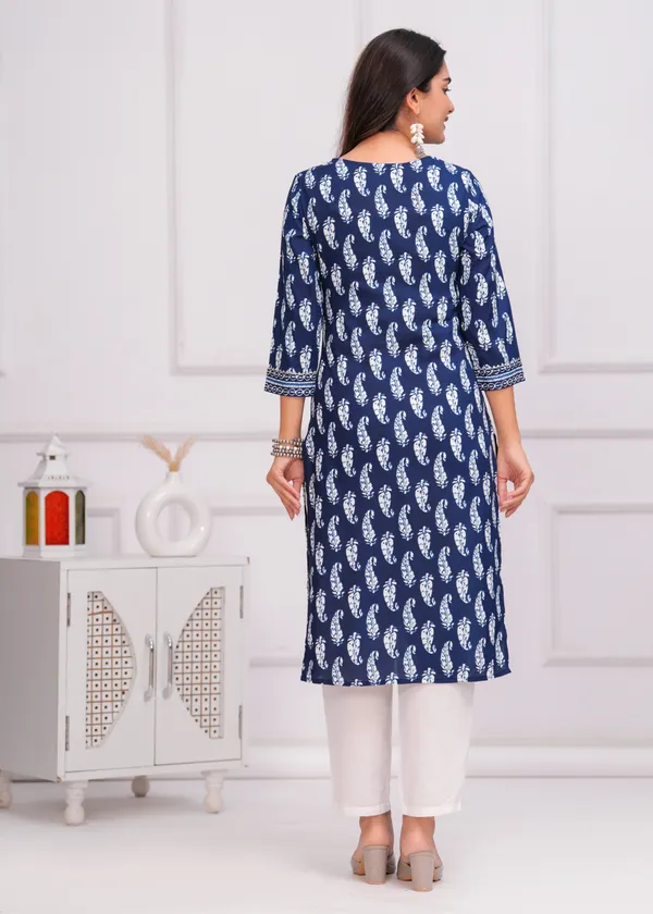 Dark_Blue_Viscose_Rayon_Printed_Straight_Kurta_For_Women