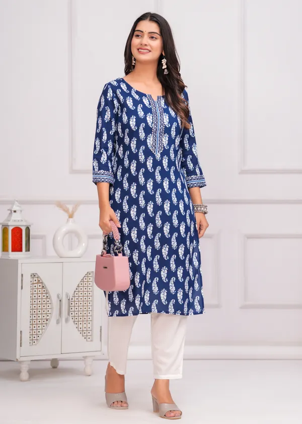 Dark_Blue_Viscose_Rayon_Printed_Straight_Kurta_For_Women
