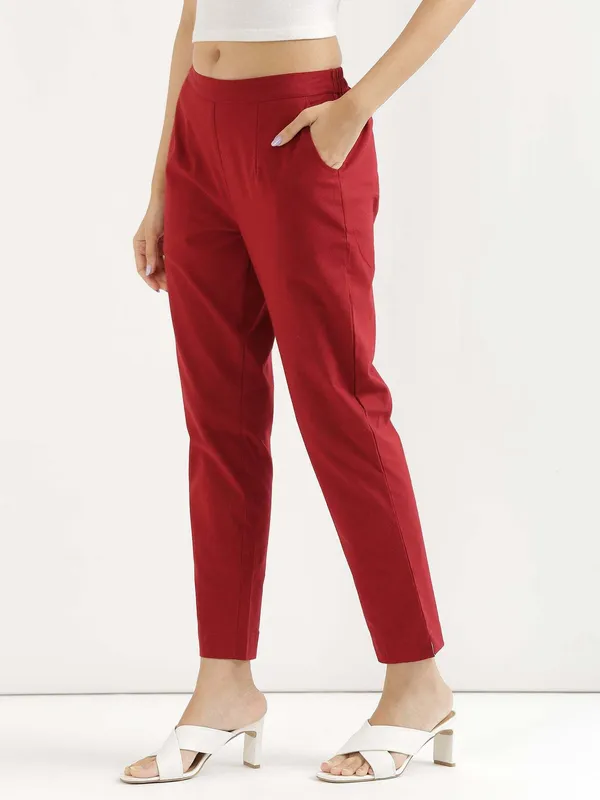 Maroon_Cotton_Regular_Fit_Trouser_For_Women