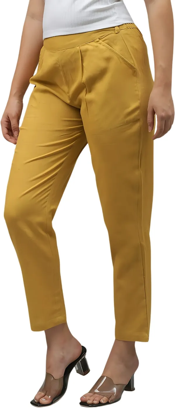 Yellow_Cotton_Regular_Fit_Trouser_For_Women