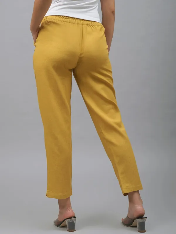 Yellow_Cotton_Regular_Fit_Trouser_For_Women