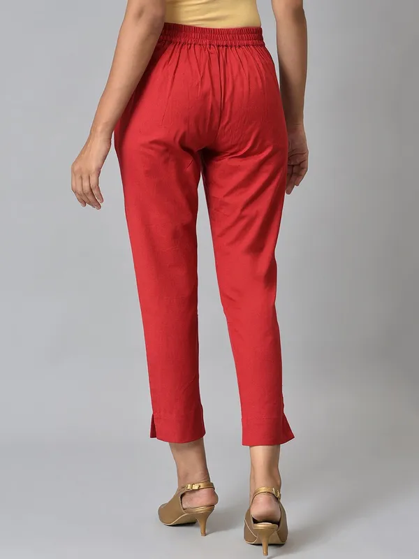 Red_Cotton_Regular_Fit_Trouser_For_Women
