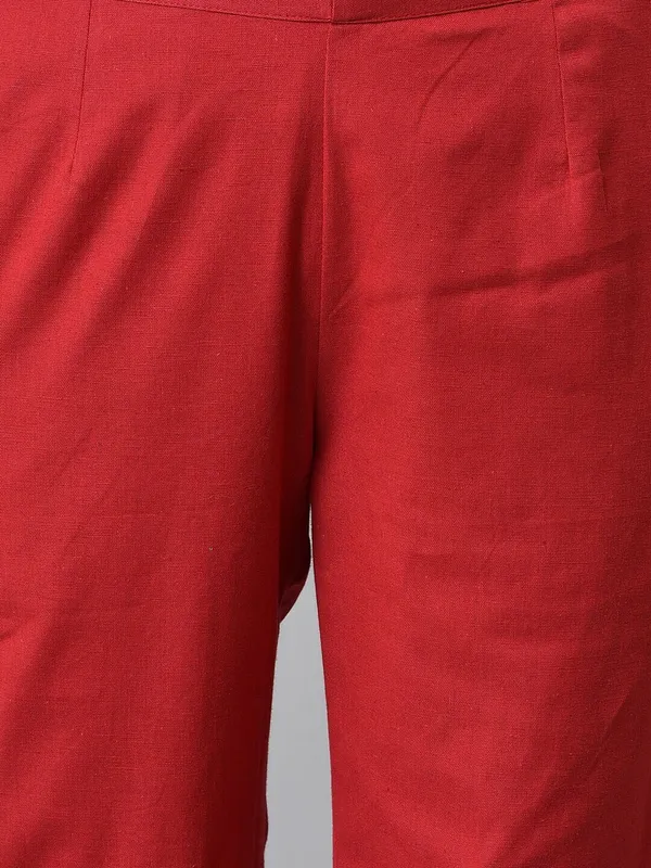 Red_Cotton_Regular_Fit_Trouser_For_Women