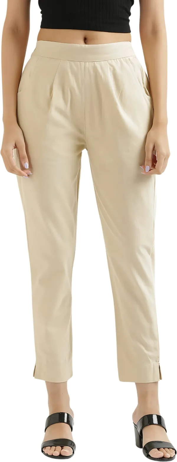 Beige_Cotton_Regular_Fit_Trouser_For_Women