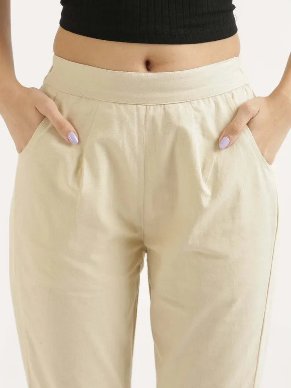 Beige_Cotton_Regular_Fit_Trouser_For_Women