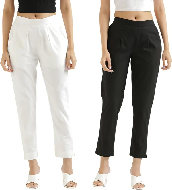 Black_&_White_Cotton_Regular_Fit_Trouser_For_Women_Combo_Set_(Pack_Of_2)