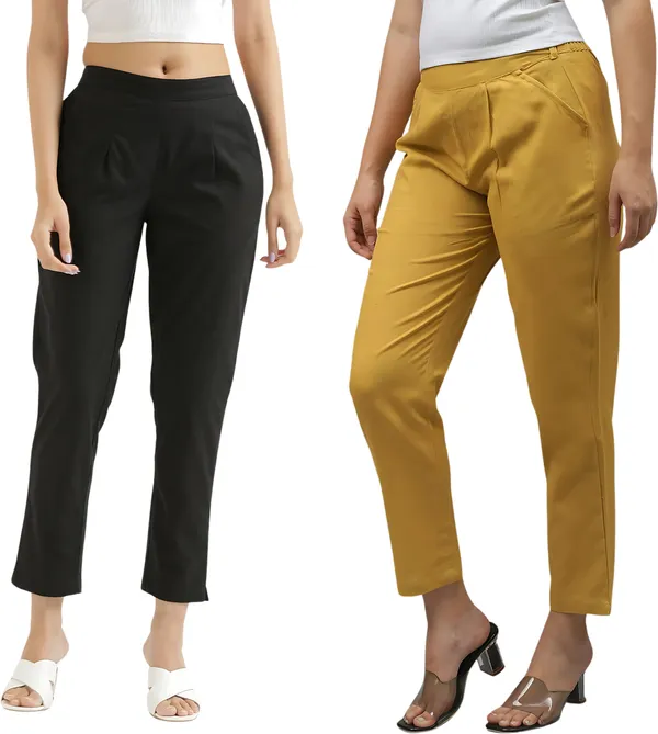 Yellow_&_Black_Cotton_Regular_Fit_Trouser_For_Women_Combo_Set_(Pack_Of_2)