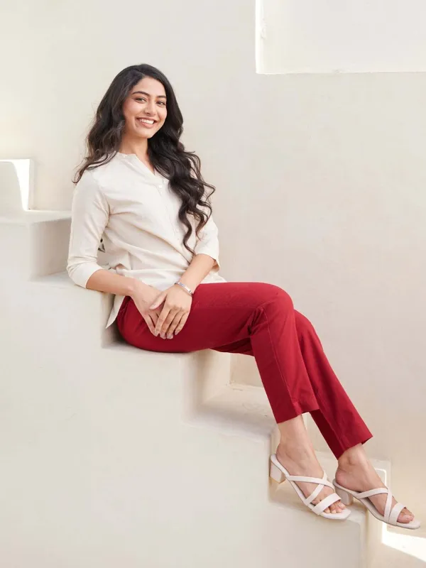 Yellow_&_Maroon_Cotton_Regular_Fit_Trouser_For_Women_Combo_Set_(Pack_Of_2)