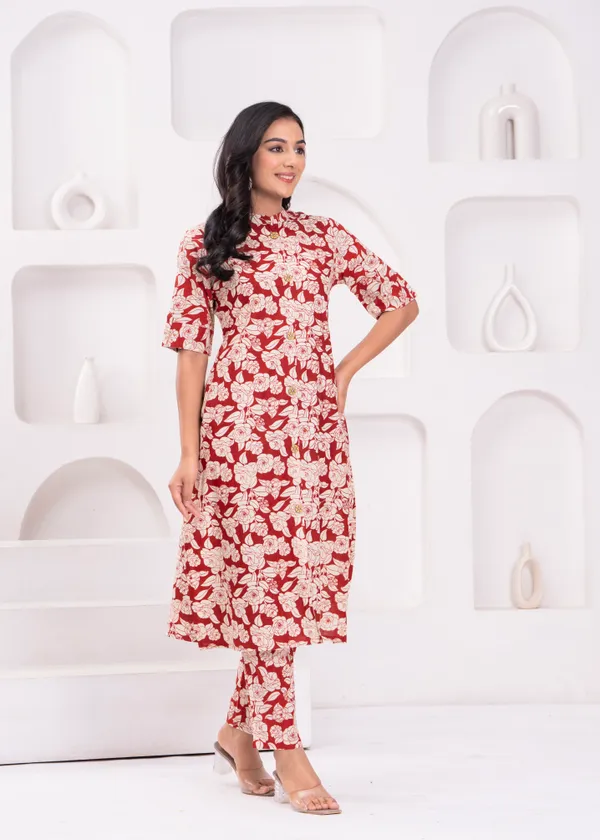 Red_&_White_Trendy_Design_Cotton_Co-Ord_Set_For_Women