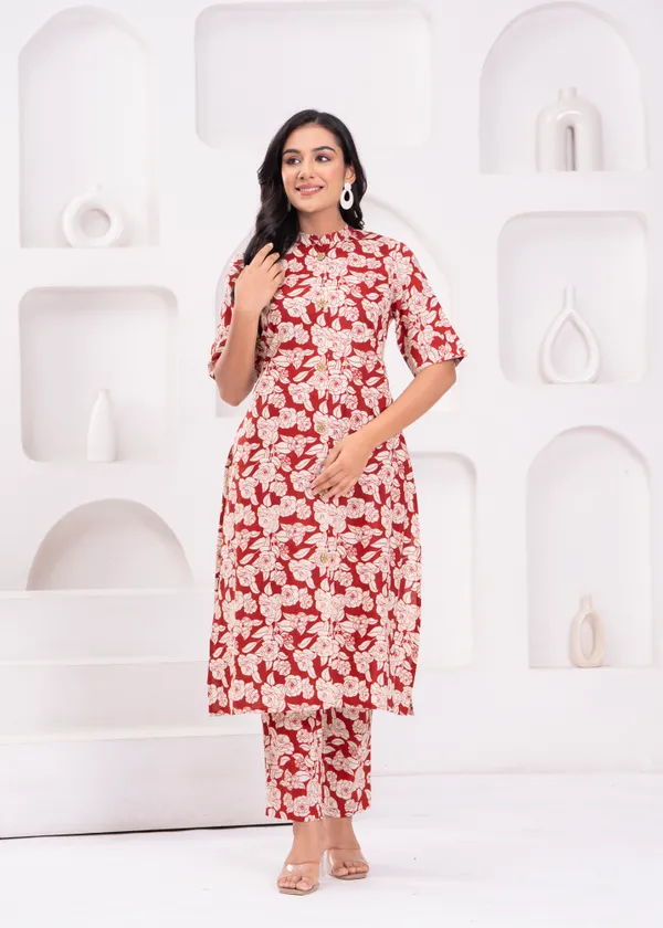 Red_&_White_Trendy_Design_Cotton_Co-Ord_Set_For_Women