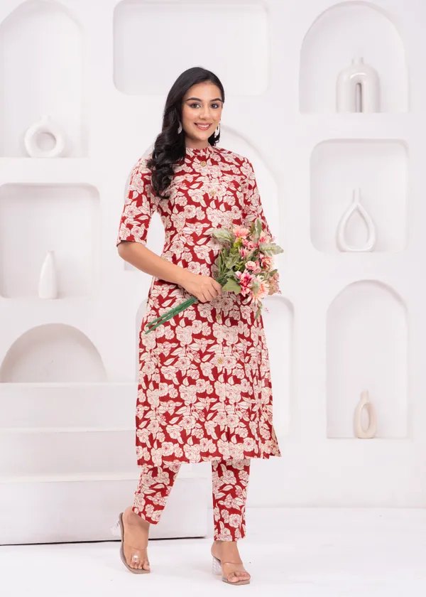 Red_&_White_Trendy_Design_Cotton_Co-Ord_Set_For_Women
