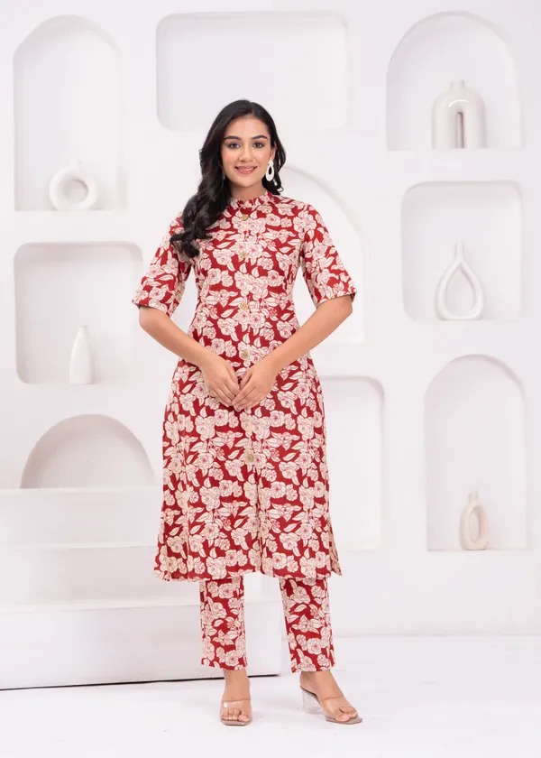 Red_&_White_Trendy_Design_Cotton_Co-Ord_Set_For_Women