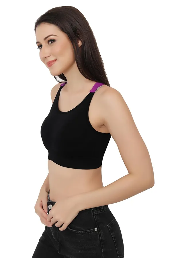 Purple_+Black_Dual_Tone_Padded_Full_Coverage_Quick_Dry_Shockproof_Racerback_Sports_Bra_With_Removable_Pads_Size_For_Women