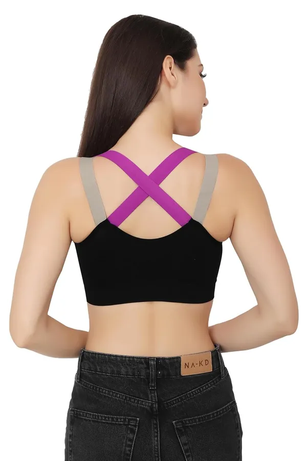 Purple_+Black_Dual_Tone_Padded_Full_Coverage_Quick_Dry_Shockproof_Racerback_Sports_Bra_With_Removable_Pads_Size_For_Women