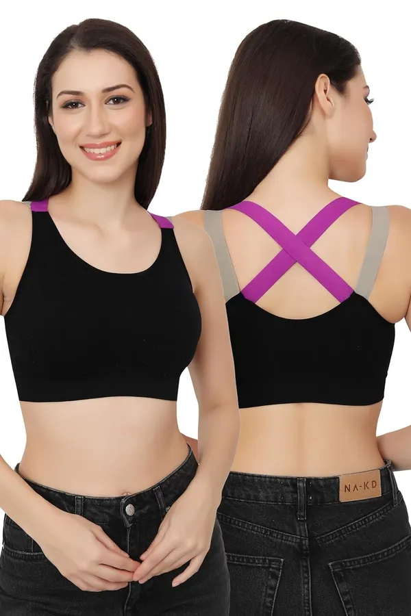 Purple_+Black_Dual_Tone_Padded_Full_Coverage_Quick_Dry_Shockproof_Racerback_Sports_Bra_With_Removable_Pads_Size_For_Women