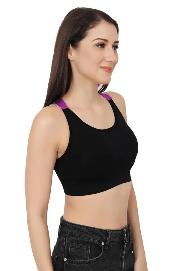 Purple_+Black_Dual_Tone_Padded_Full_Coverage_Quick_Dry_Shockproof_Racerback_Sports_Bra_With_Removable_Pads_Size_For_Women