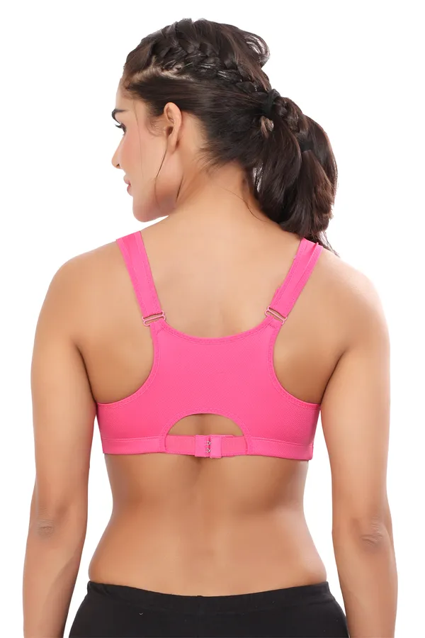 Pink_High_Support_Padded_Front_Zip_Racerback_Sports_Bra_With_Adjustable_Straps_For_Women