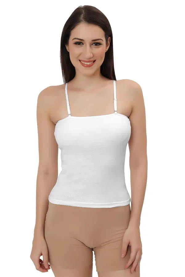 White_Cotton_Lycra_Adjustable_Spaghetti_Strap_Camisole_|_Tank_Top_With_Built-In_Bra_Support__For_Women