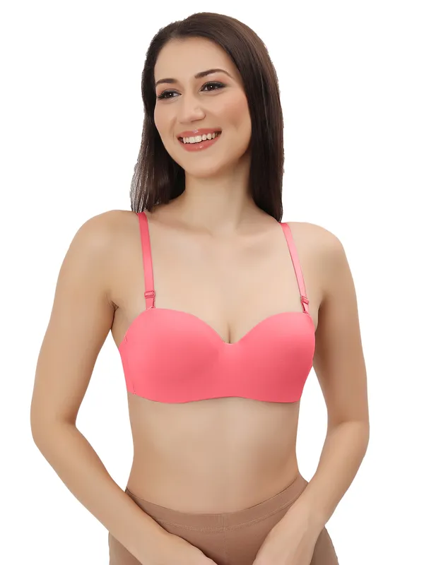 Pink_Nylon-Spandex_Blend_Ultra-Comfort_Seamless_Push-Up_Bra_|_Cotten_Padded_For_Women