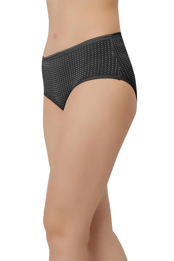Black_Super_Combed_Cotton_Panty/Hipster_Mid_Waist,_Full_Coverage,_Polka_Dots_Pattern,_Concealed_Waistband,_Stayfresh,Anti-Bacterial_For_Women