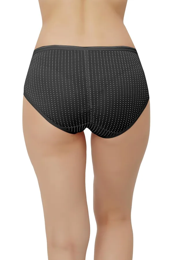 Black_Super_Combed_Cotton_Panty/Hipster_Mid_Waist,_Full_Coverage,_Polka_Dots_Pattern,_Concealed_Waistband,_Stayfresh,Anti-Bacterial_For_Women