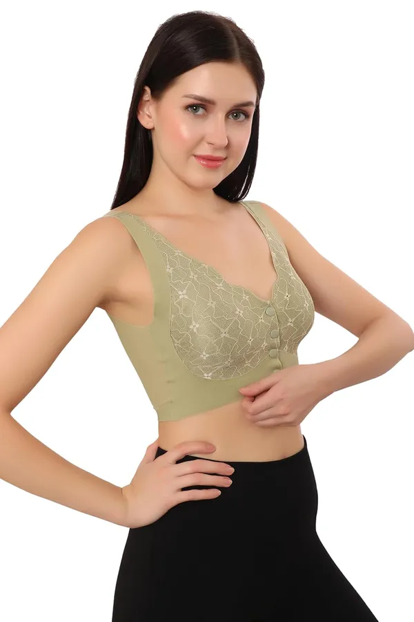 Green_Front-Button_Lightly_Padded_Lace_Design_Bra_|_Removable_Pads_|_Non-Wired_Full_Coverage_Comfort_For_Women