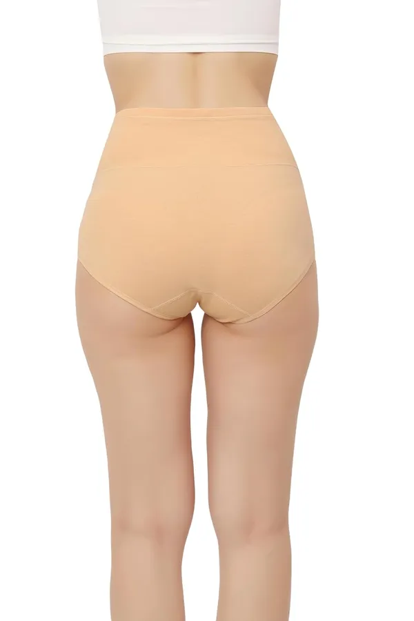 Beige_Super_High-Waisted_Organic_Cotton_Underwear_|Comfort_Meets_Style_|_Full_Coverage_Brief_Panty_|_Postpartum,_Home,_Leisure_&_Party_For_Women