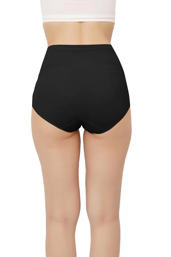 Black_Super_High-Waisted_Organic_Cotton_Underwear_|Comfort_Meets_Style_|_Full_Coverage_Brief_Panty_|_Postpartum,_Home,_Leisure_&_Party_For_Women