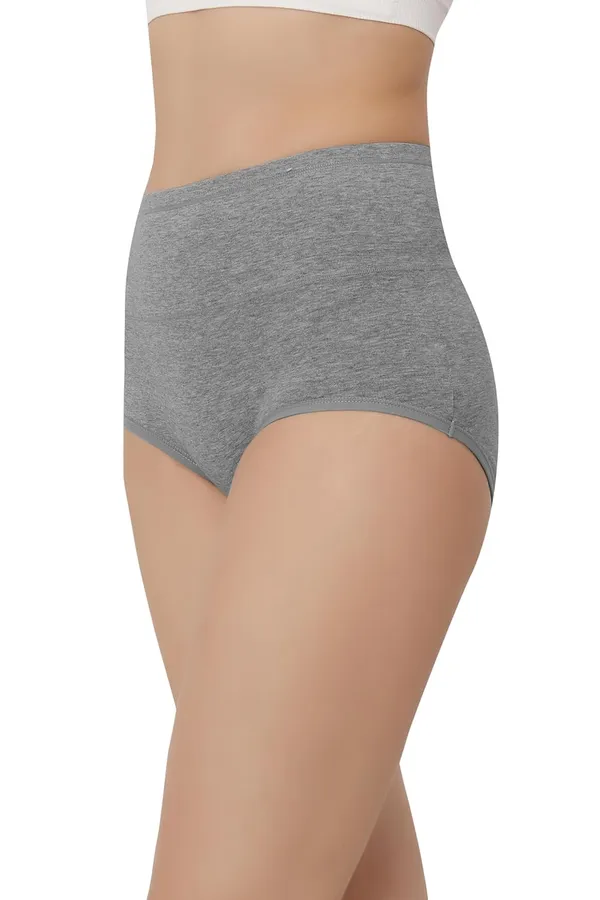 Grey_Super_High-Waisted_Organic_Cotton_Underwear_|Comfort_Meets_Style_|_Full_Coverage_Brief_Panty_|_Postpartum,_Home,_Leisure_&_Party_For_Women