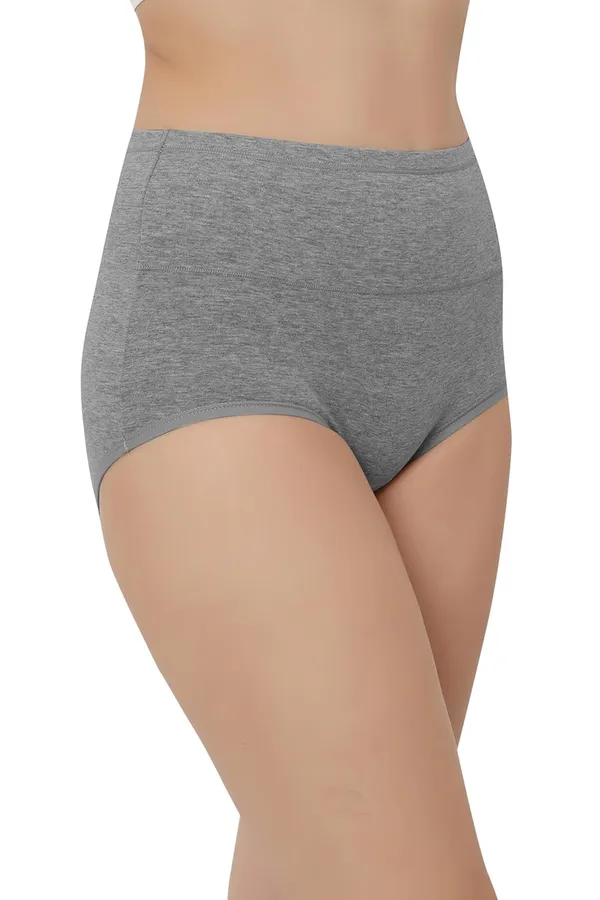 Grey_Super_High-Waisted_Organic_Cotton_Underwear_|Comfort_Meets_Style_|_Full_Coverage_Brief_Panty_|_Postpartum,_Home,_Leisure_&_Party_For_Women