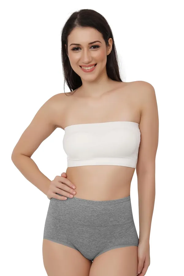 Grey_Super_High-Waisted_Organic_Cotton_Underwear_|Comfort_Meets_Style_|_Full_Coverage_Brief_Panty_|_Postpartum,_Home,_Leisure_&_Party_For_Women