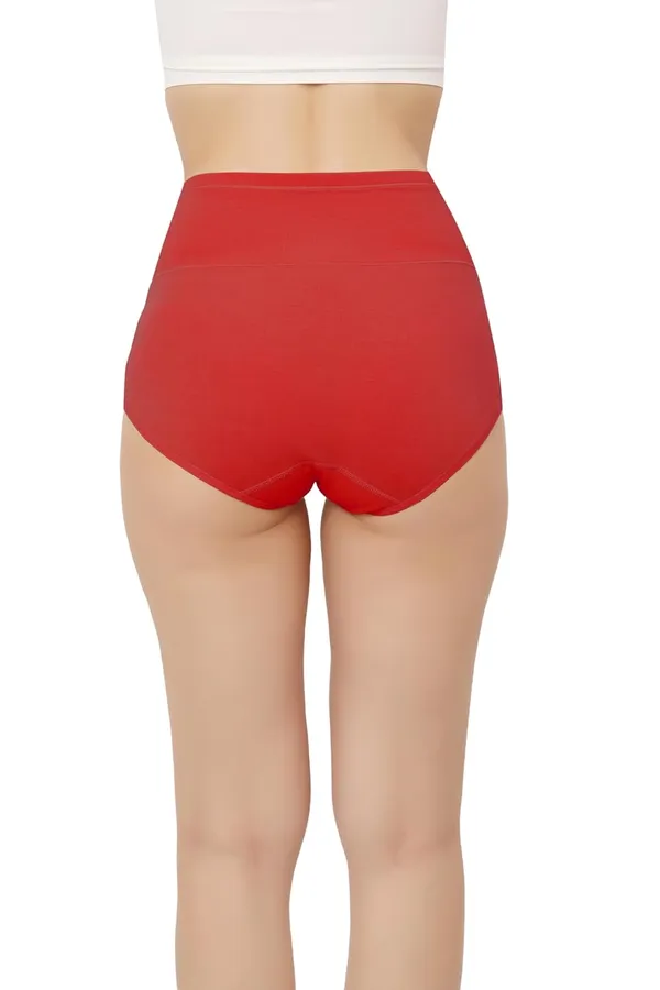 Red_Super_High-Waisted_Organic_Cotton_Underwear_|Comfort_Meets_Style_|_Full_Coverage_Brief_Panty_|_Postpartum,_Home,_Leisure_&_Party_For_Women