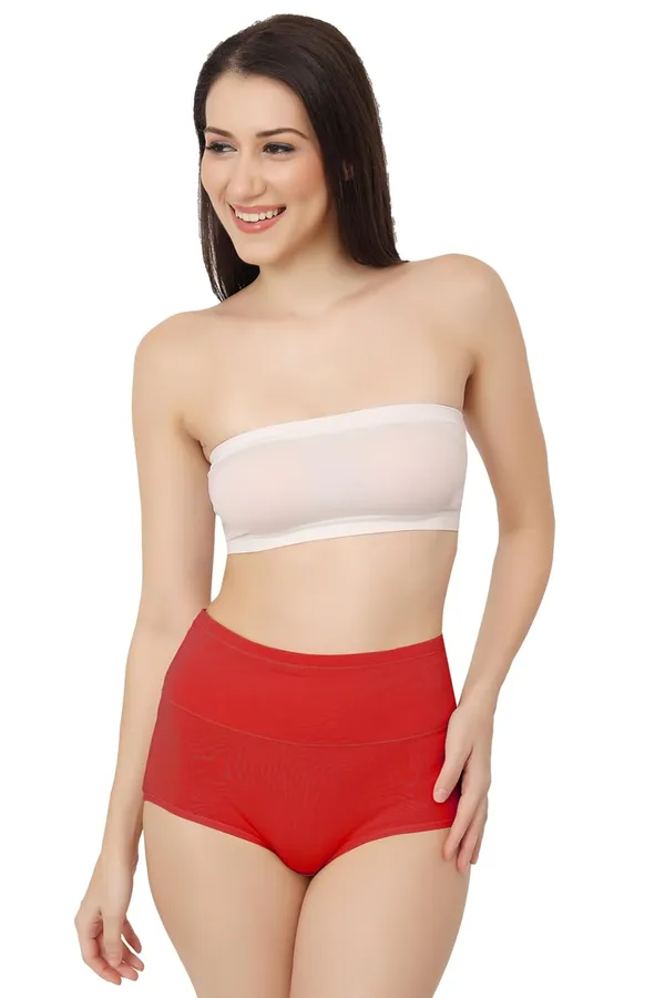 Red_Super_High-Waisted_Organic_Cotton_Underwear_|Comfort_Meets_Style_|_Full_Coverage_Brief_Panty_|_Postpartum,_Home,_Leisure_&_Party_For_Women