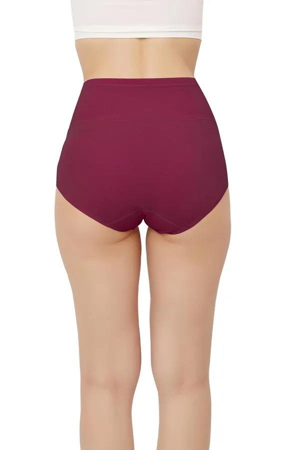 Wine_Super_High-Waisted_Organic_Cotton_Underwear_|Comfort_Meets_Style_|_Full_Coverage_Brief_Panty_|_Postpartum,_Home,_Leisure_&_Party_For_Women