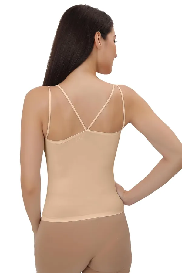 Beige_Silk_Smooth_Full_Camisole/Spaghetti-_Padded,_Wire-Free,_Quick_Dry,_Body_Fit_Design,_Comfy_&_Flexible_For_Women