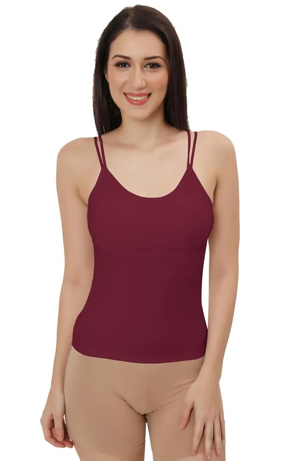 Maroon_Silk_Smooth_Full_Camisole/Spaghetti-_Padded,_Wire-Free,_Quick_Dry,_Body_Fit_Design,_Comfy_&_Flexible_For_Women