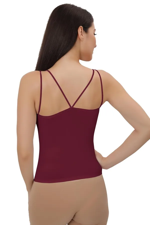 Maroon_Silk_Smooth_Full_Camisole/Spaghetti-_Padded,_Wire-Free,_Quick_Dry,_Body_Fit_Design,_Comfy_&_Flexible_For_Women