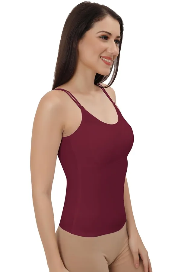Maroon_Silk_Smooth_Full_Camisole/Spaghetti-_Padded,_Wire-Free,_Quick_Dry,_Body_Fit_Design,_Comfy_&_Flexible_For_Women